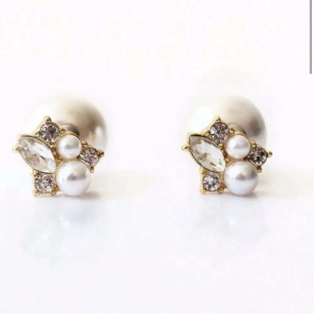Rhinestone Pearl Double Sided Stud Earrings
